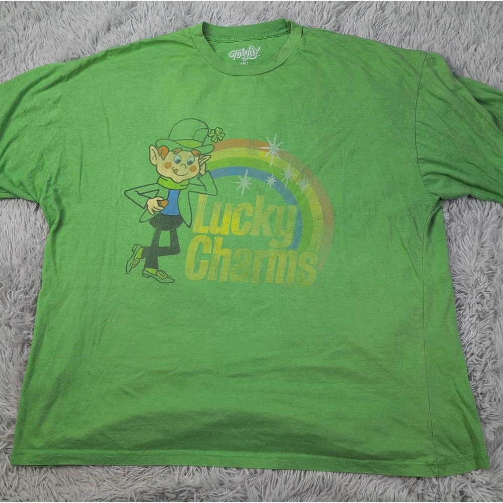Lucky Charms Shirt Mens 4XL Tall Green Tee Graphic Cereal Advertisement